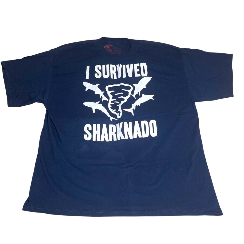 Sharknado Adult 2X Cotton T-Shirt Navy Cult Shark Film Funny Comedy Horror NWOT - Picture 2 of 10
